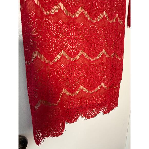 Bebe Rare Red Lace Cocktail Dress - Size Medium - Picture 4 of 6